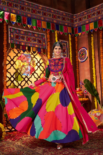 Beautiful Multi Color Designer Maslin Traditional Navratri Special Lehenga Choli
