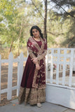 Stunning Premium Dark Maroon Anarkali Set - women's fashion mart