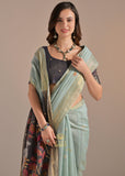 Aruba Blue Woven Cotton Silk Saree