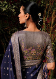 Twilight Blue Woven Banarasi Silk Saree With Brocade Blouse