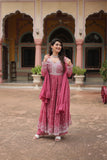 Faux Georgette Sequins With Thread Embroidered Kurti Sharara Dupatta Set For Women