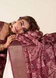 Wine Maroon Printed Soft Silk Saree