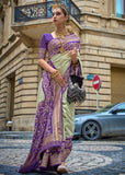 Delight Green And Purple Printed Patola Silk Saree