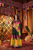 Designer Black Navratri Lehenga Choli Print With Mirror And Embroidery Work