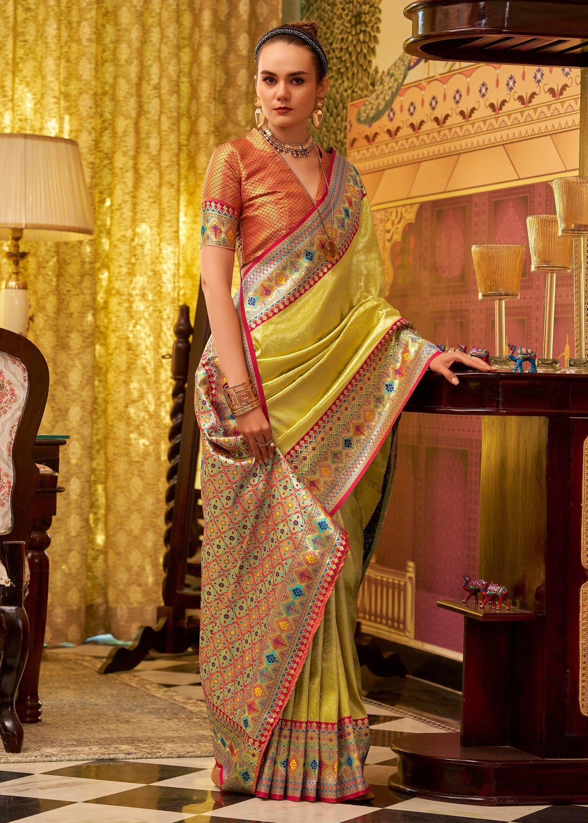Classy Golden Yellow Kanjivaram Saree