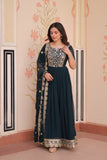 Embroidered Zari Sequins Work Festival Special Gown With Dupatta