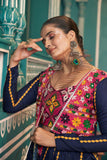 Navy Blue Stylish Poly Maska Silk Navratri Lehenga -WOMEN FASHION Default Title women's fashion mart