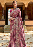 Wine Purple Woven Banarasi Designer Silk Saree With Embroidered Blouse