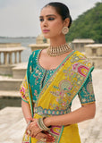 Empire Yellow Designer Embroidered Silk Saree