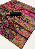 Black Multicolor Woven Kashmiri Jamewar Saree