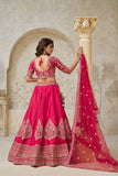 Crimson Elegance Minimalist Peacock And Leaf Motif Bridal Lehenga