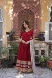 Traditional Maroon Embroidery Sequins Work Anarkali Suit Set