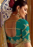 Bright Golden Heavy Embroidered Designer Silk Saree