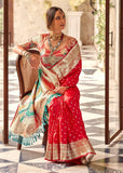 Bridal Red Woven Banarasi Soft Silk Saree