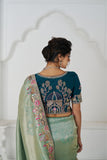 Green Luxury Wedding Saree With Multi-Thread Bead Embroidery & Sequin Work