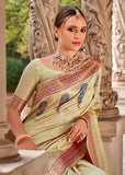 Vanilla Cream Woven Soft Silk Saree