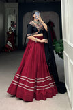 Maroon Plain With Patola Print Pure Rayon Lehenga Choli -WOMEN FASHION Default Title women's fashion mart