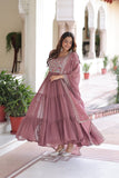 Premium Designer Sequins Beads Embroidery Gown With Dupatta Set