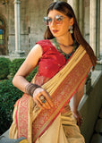 Almond Beige Woven Banarasi Tissue Silk Saree