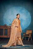 Gold Fendi Thread Embroidered With Sequins Work Sharara Set Of 3 - women's fashion mart