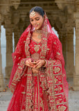 Vibrant Red Heavy Embroidered Designer Lehenga