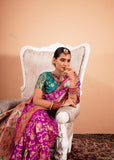 Orchid Purple Woven Paithani Silk Saree With Contrast Blouse