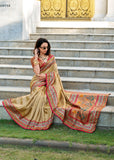 Royal Golden Banarasi Tissue Silk Saree with Contrast Border