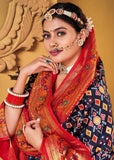 Navy Blue Woven Patola Soft Silk Saree