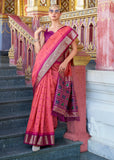 Camellia Pink Woven Banarasi Patola Silk Saree