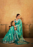 Aqua Green Woven Banarasi Silk Saree