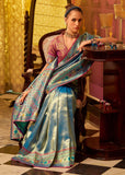 Antique Blue Kanjivaram Saree