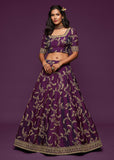 Royal Purple Georgette Embroidered Lehenga With Net Dupatta