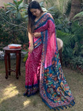 Linen Bandhej Kalamkari Digital Print Saree