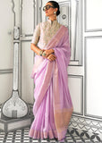 Antique Purple Chiffon Silk Saree With Contrast Blouse