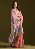 Coral Peach Woven Cotton Silk Saree