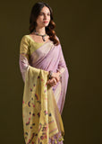 Ash Purple Woven Cotton Silk Saree