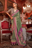 Gorgeous Greenish Yellow Kanjivaram and Patola Printed Silk Saree - women's fashion mart
