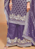 Passionate Purple Crush Embroidered Work Palazzo Suit - women's fashion mart