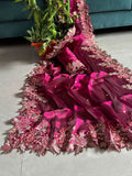 Rich Barbari Jimmy Chuu Vibes Cut Work Embroidery Saree -Party Wear Pink women's fashion mart