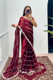 Launching Burbari Jimmy Choo Embroidery Saree -Party Wear Light Purple women's fashion mart