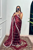 Launching Burbari Jimmy Choo Embroidery Saree -Party Wear Light Purple women's fashion mart