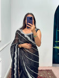 Launching Burbari Jimmy Choo Embroidery Saree -Party Wear Black women's fashion mart