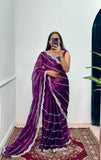 Launching Burbari Jimmy Choo Embroidery Saree -Party Wear Light Purple women's fashion mart