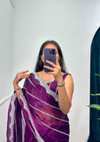 Launching Burbari Jimmy Choo Embroidery Saree -Party Wear Wine women's fashion mart