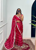 Launching Burbari Jimmy Choo Embroidery Saree -Party Wear Light Purple women's fashion mart