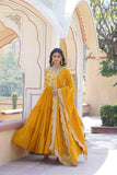 Traditional Elegance Anarkali Gown And Dupatta Set -WOMEN FASHION Rani Pink / S women's fashion mart