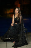 Black Colour Embroidery Sequence Work Net Saree -Designer Saree Black / UNSTICH women's fashion mart