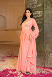 Peach Radiance Embroidered Georgette Anarkali Set