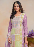 Magnificent lavender Embroidered Work Organza Salwar Kameez - women's fashion mart