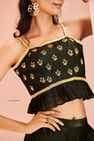 Black Art Silk Handwork With Embroidered Co Ord Set For Women